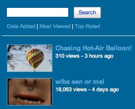sort videos by date added, most viewed, top rated